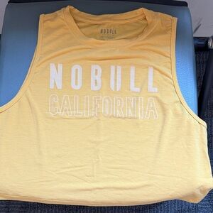 NOBULL Pale Yellow Sleeveless Musclr Crop Tank with White Logo M